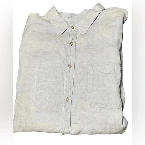 Panama Jack 100% Linen Mens XL Baby Blue Button Down Short Sleeve Shirt EUC - Picture 3 of 7
